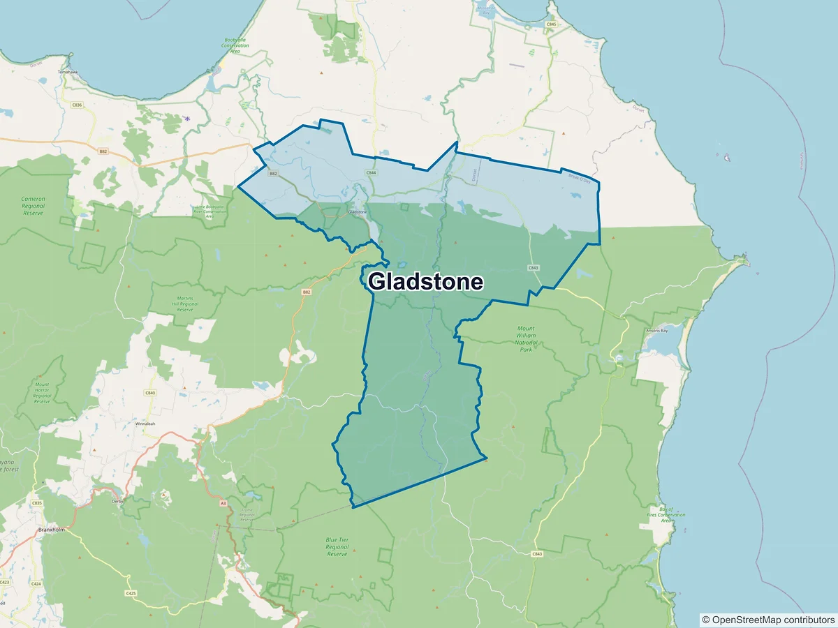 Map of Gladstone, TAS, Australia