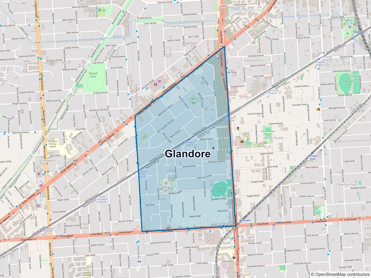 Map of Glandore, SA, Australia