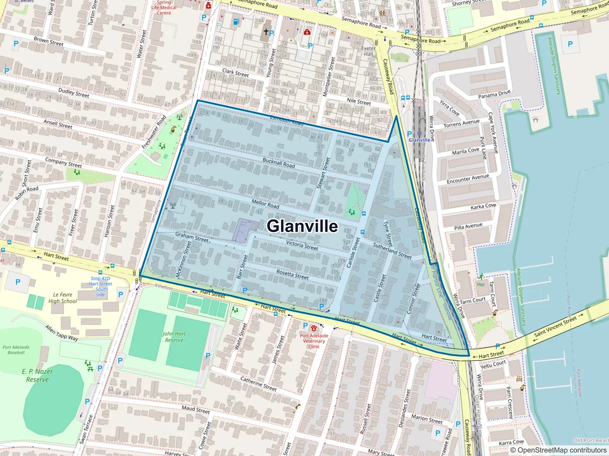 Map of Glanville, SA, Australia