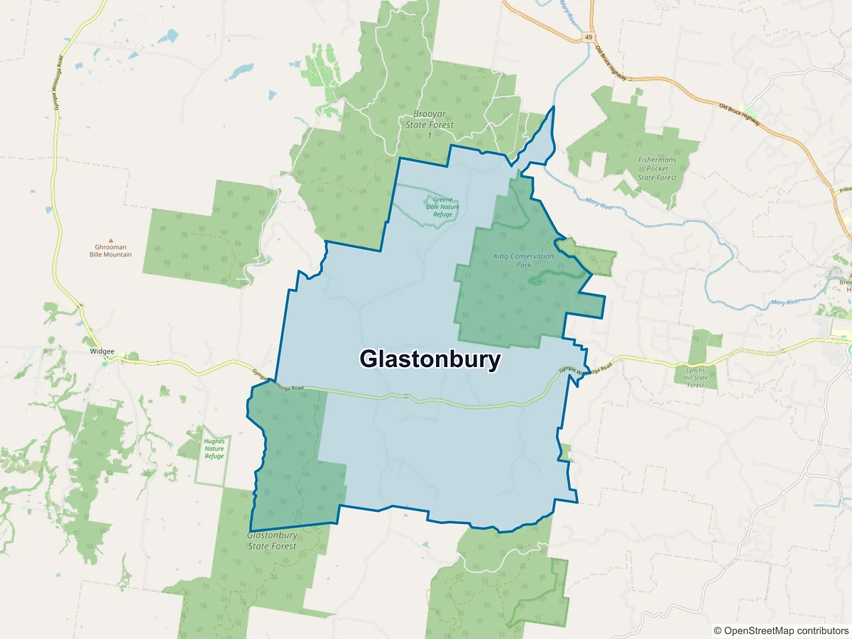 Map of Glastonbury, QLD, Australia