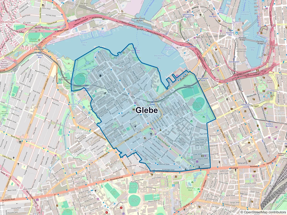 Map of Glebe, NSW, Australia