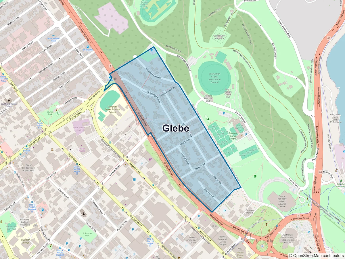 Map of Glebe, TAS, Australia