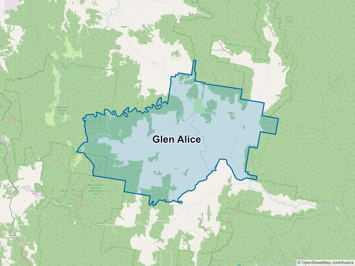 Map of Glen Alice, NSW, Australia