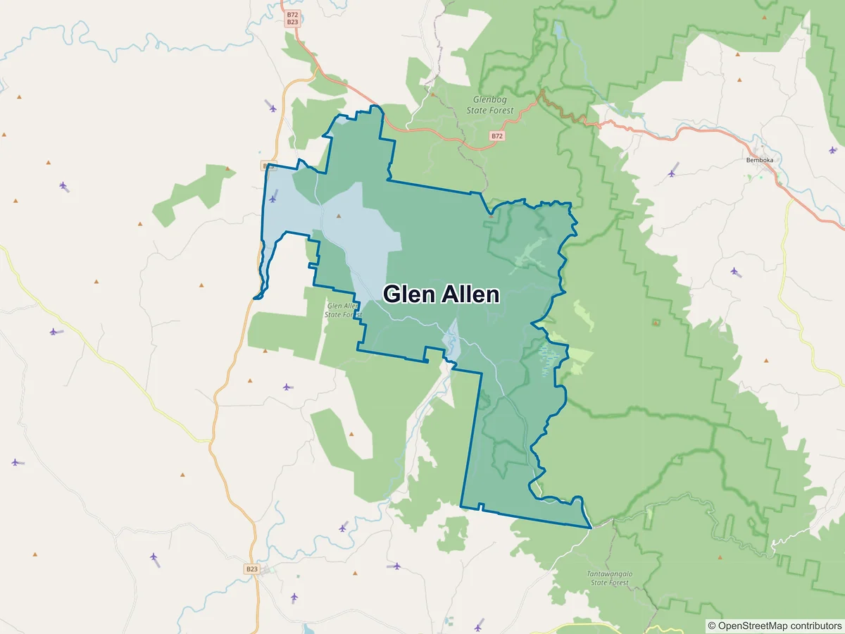 Map of Glen Allen, NSW, Australia
