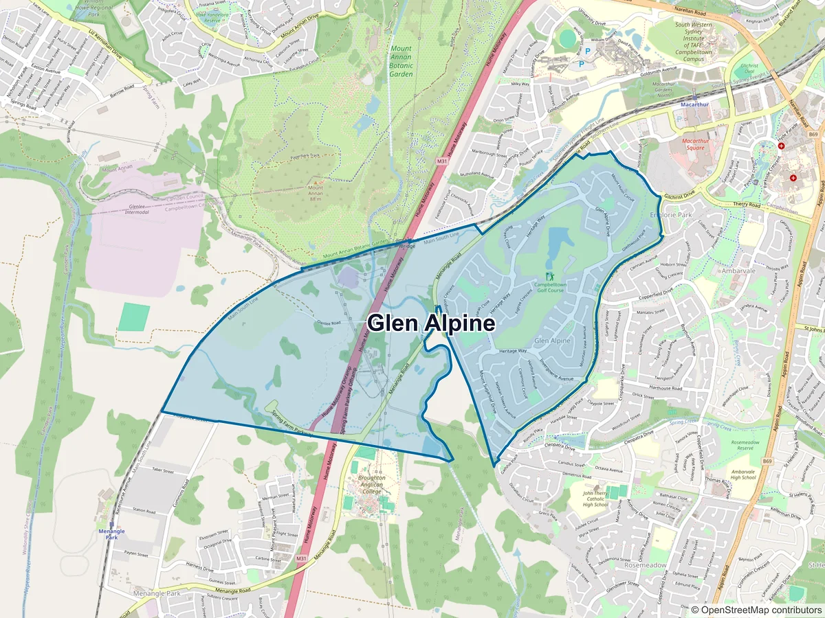 Map of Glen Alpine, NSW, Australia