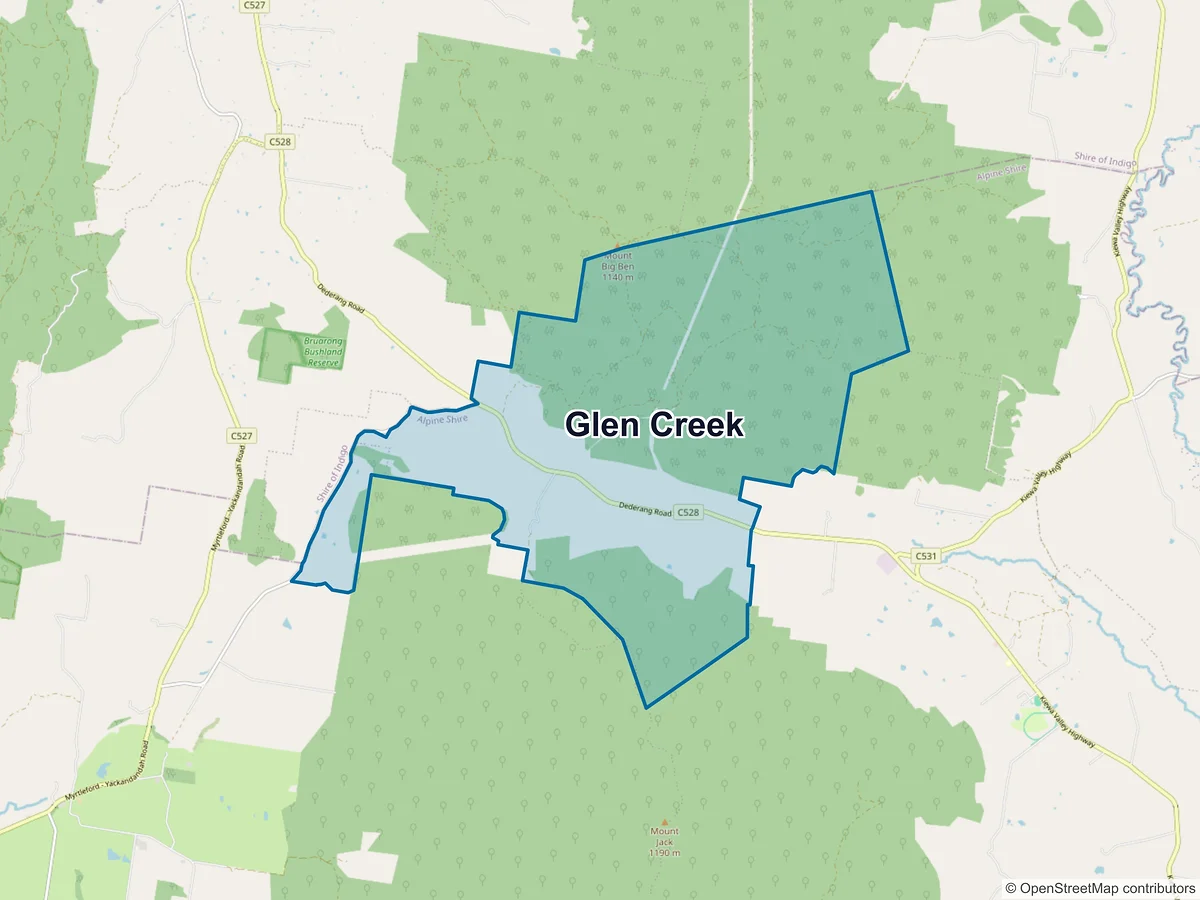 Map of Glen Creek, VIC, Australia