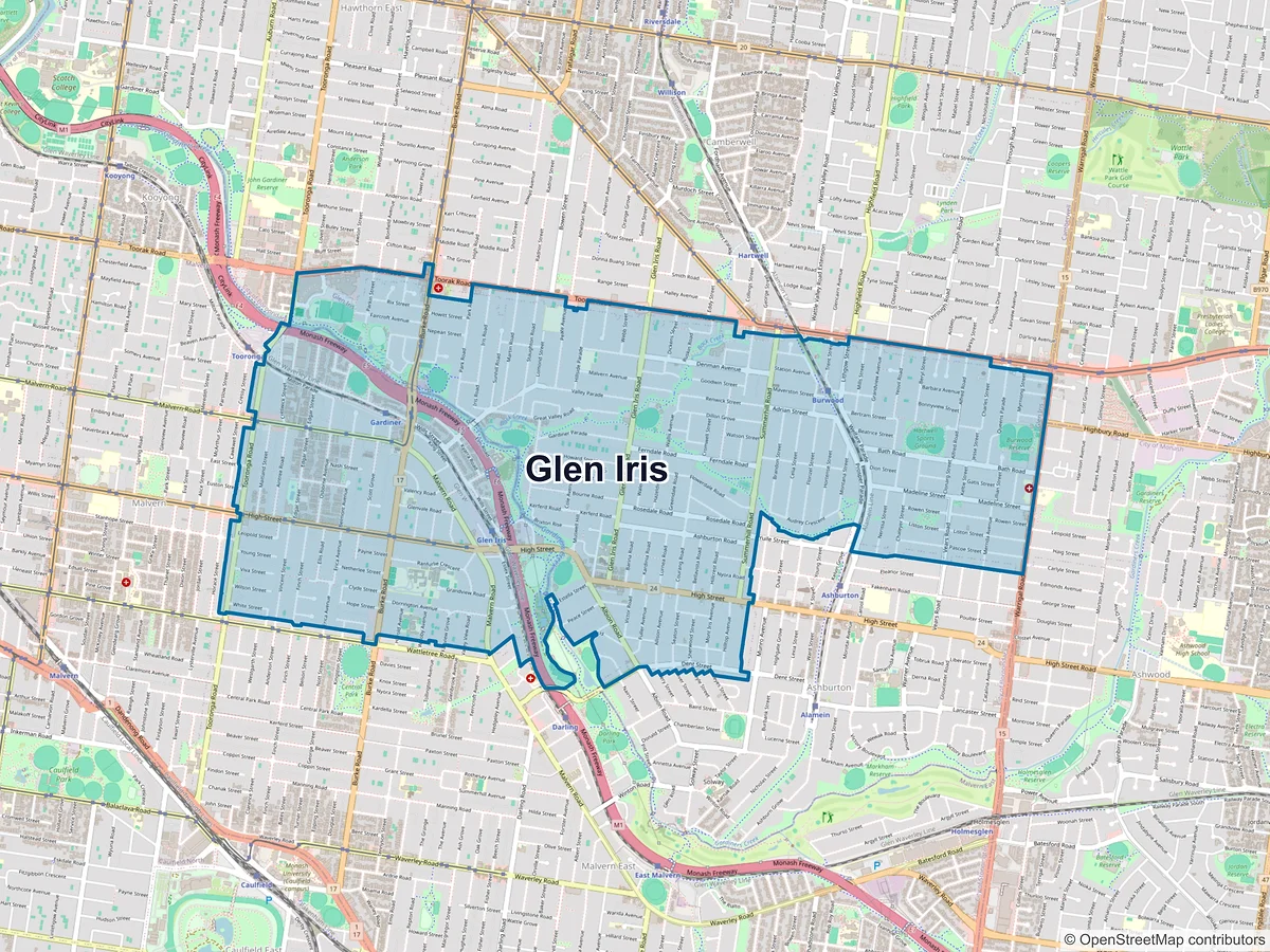 Map of Glen Iris, VIC, Australia