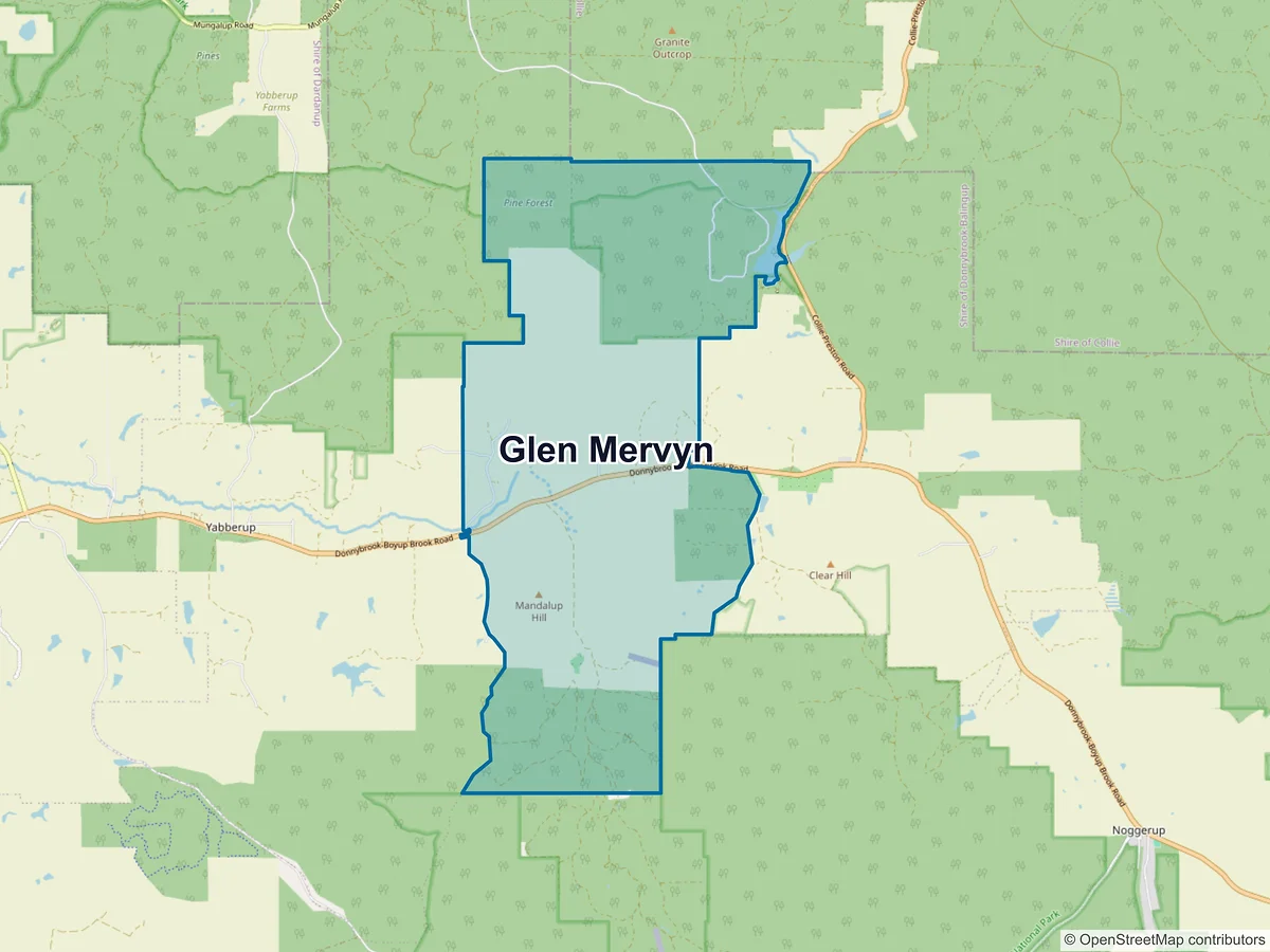 Map of Glen Mervyn, WA, Australia