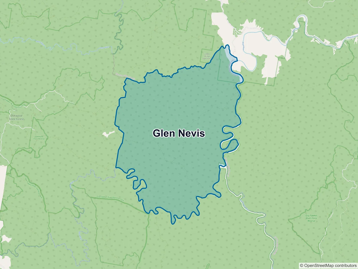 Map of Glen Nevis, NSW, Australia