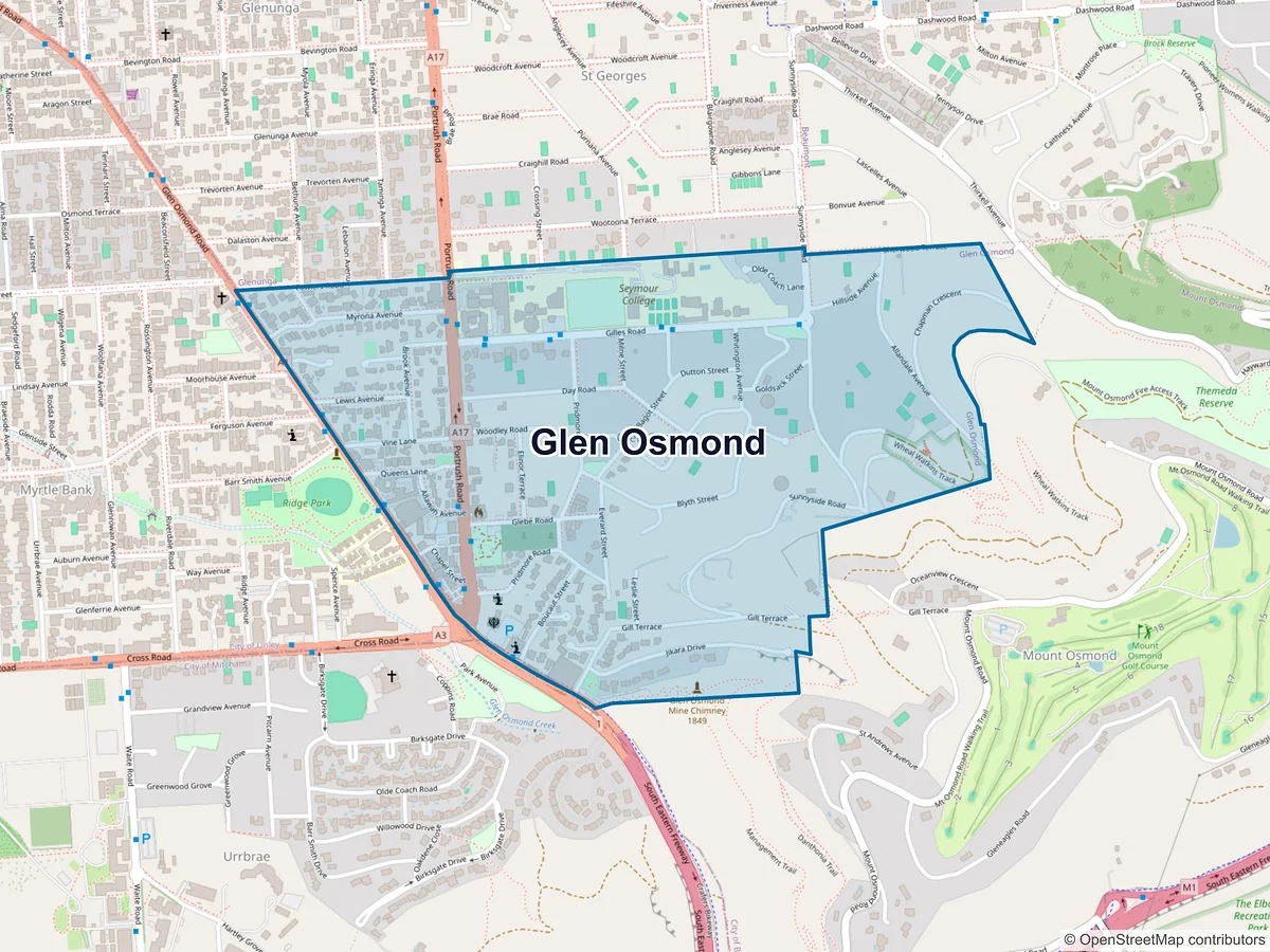 Map of Glen Osmond, SA, Australia