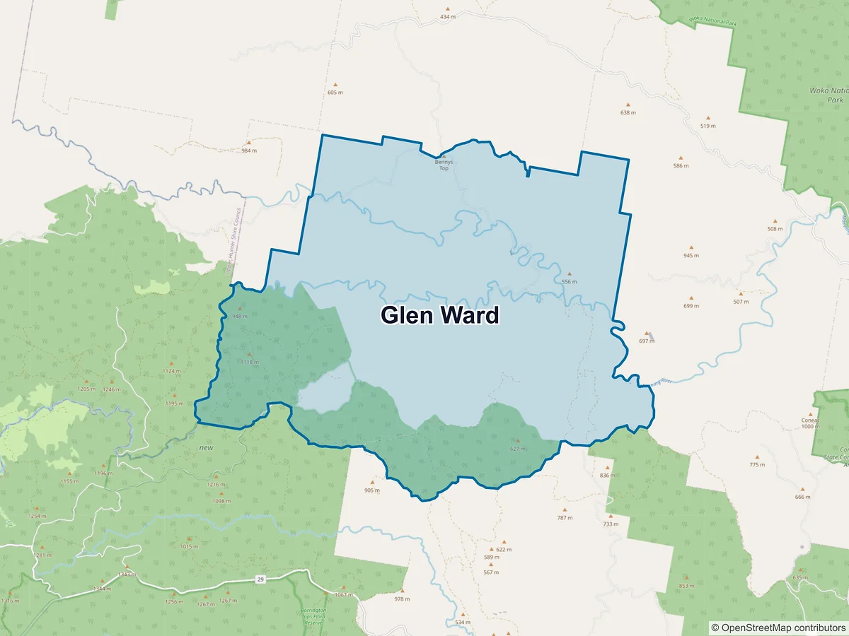 Map of Glen Ward, NSW, Australia