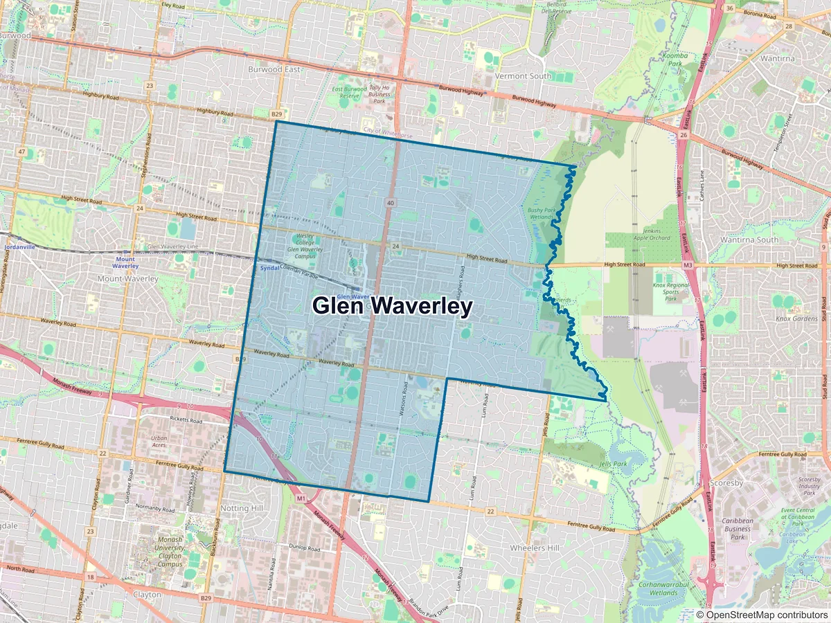 Map of Glen Waverley, VIC, Australia