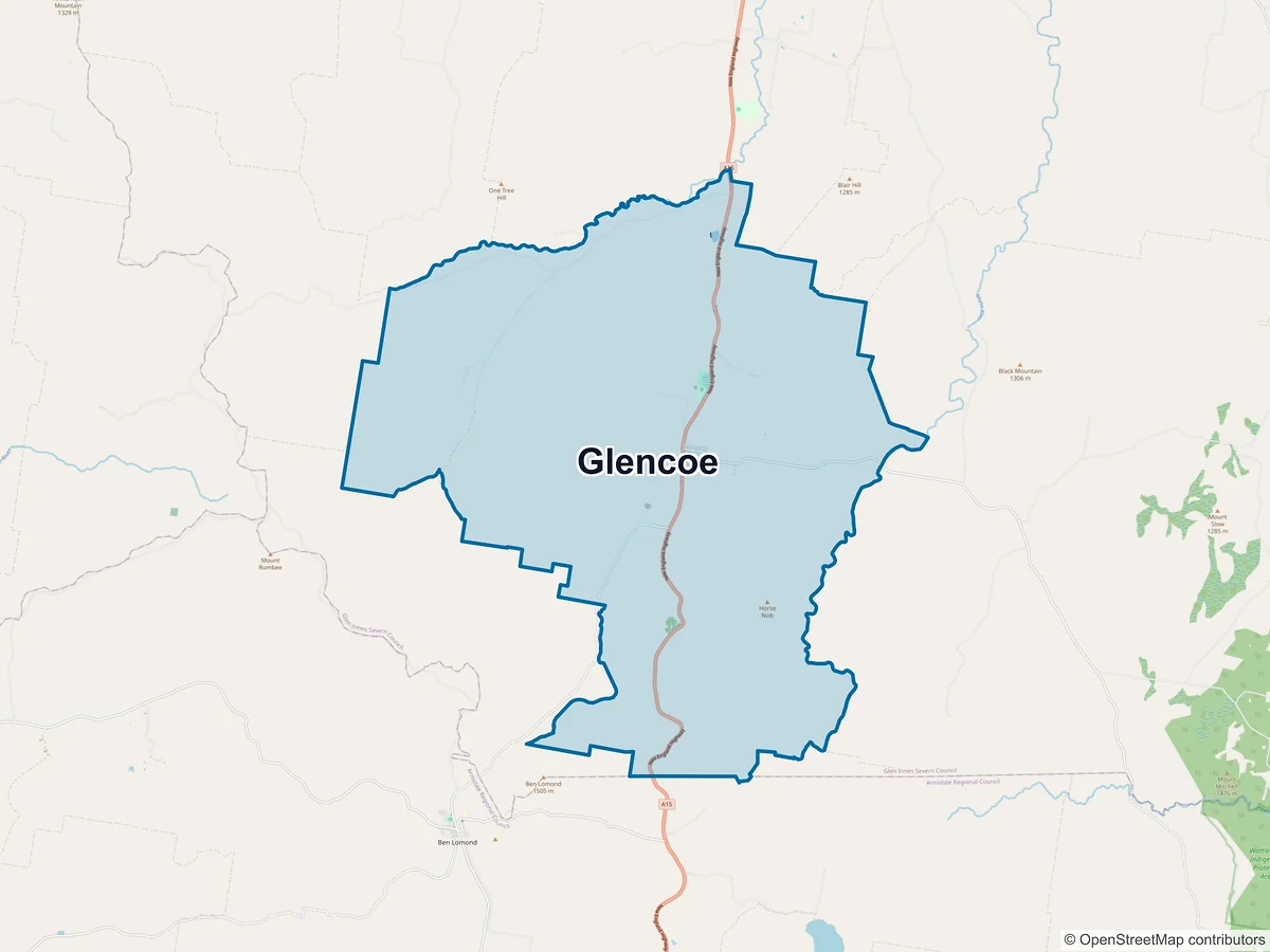 Map of Glencoe, NSW, Australia