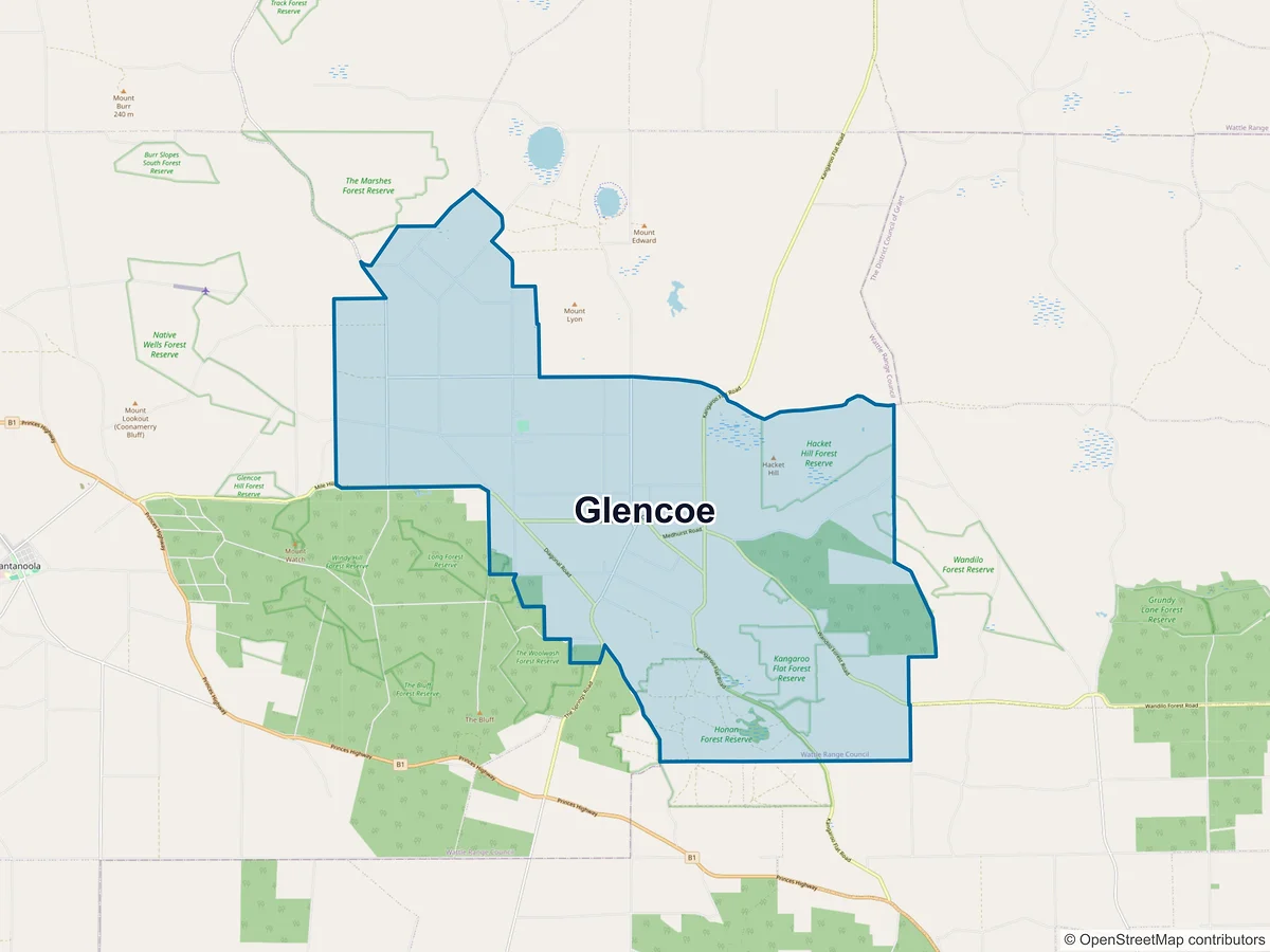 Map of Glencoe, SA, Australia