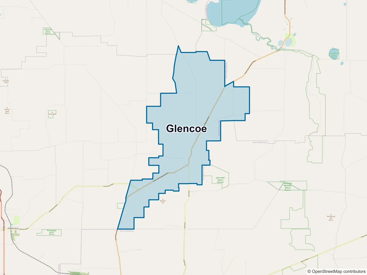 Map of Glencoe, WA, Australia
