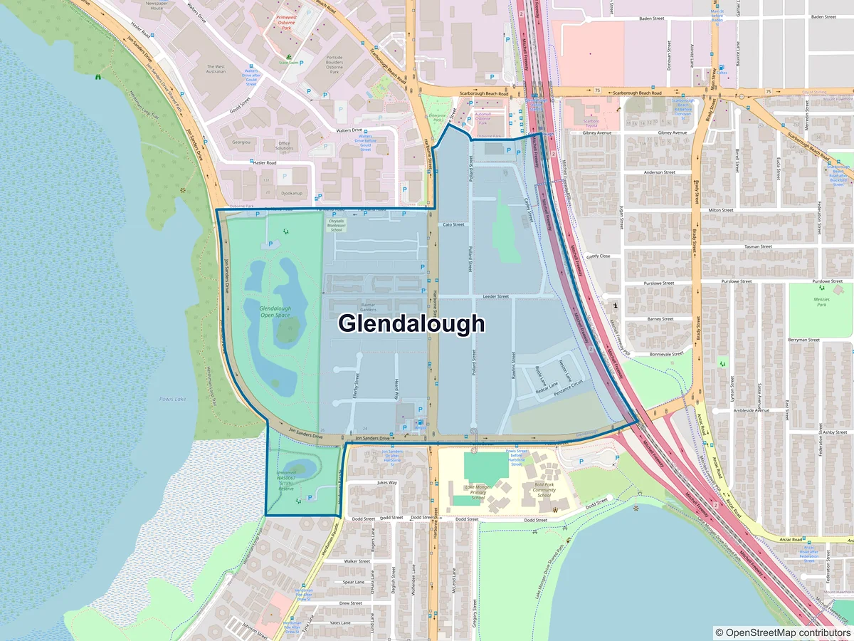 Map of Glendalough, WA, Australia
