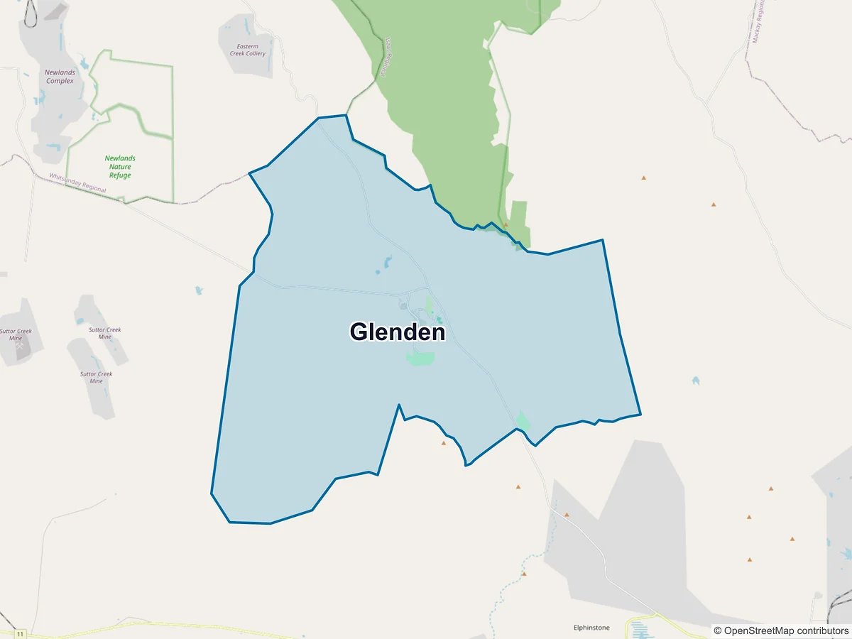 Map of Glenden, QLD, Australia