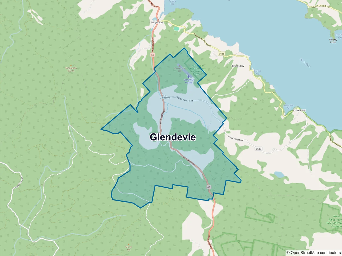 Map of Glendevie, TAS, Australia