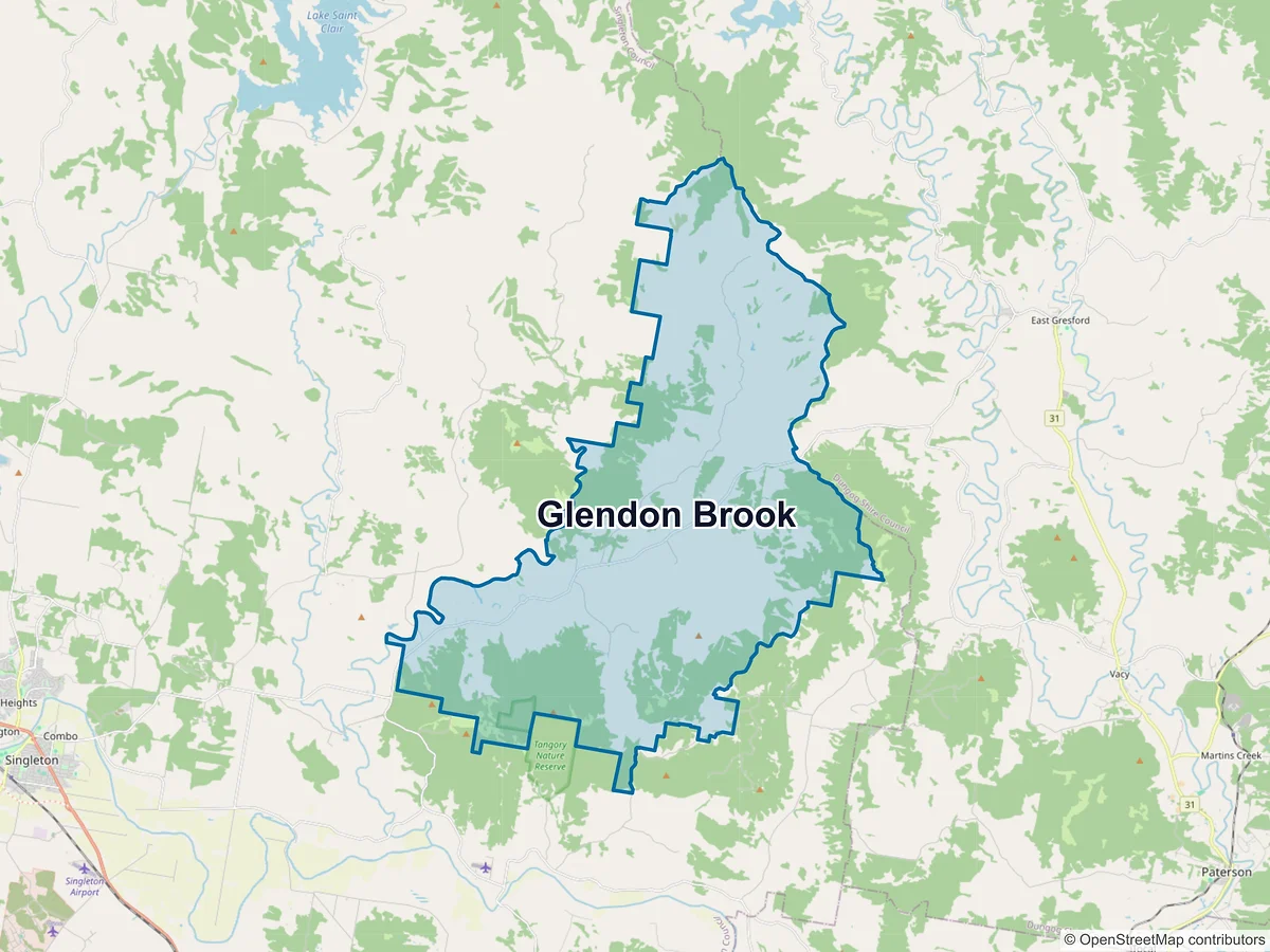 Map of Glendon Brook, NSW, Australia