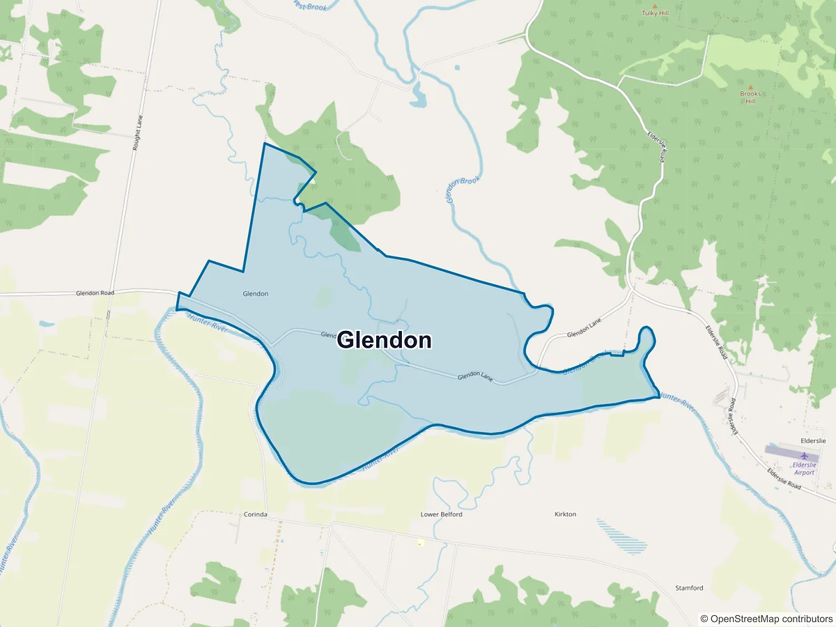 Map of Glendon, NSW, Australia
