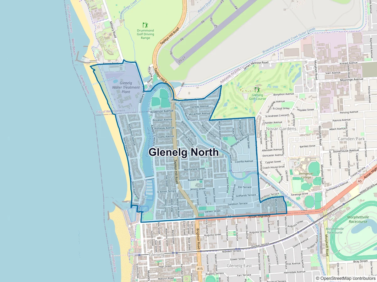 Map of Glenelg North, SA, Australia