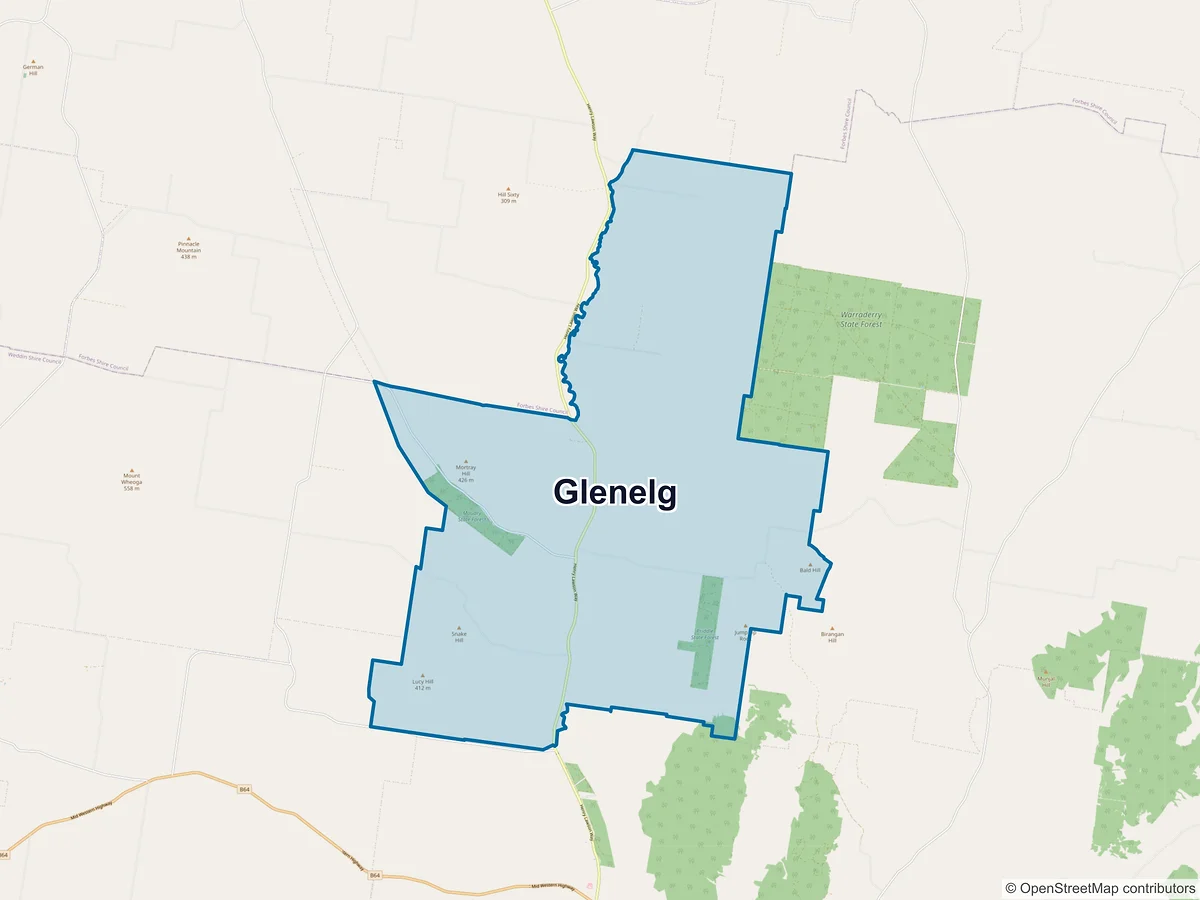 Map of Glenelg, NSW, Australia