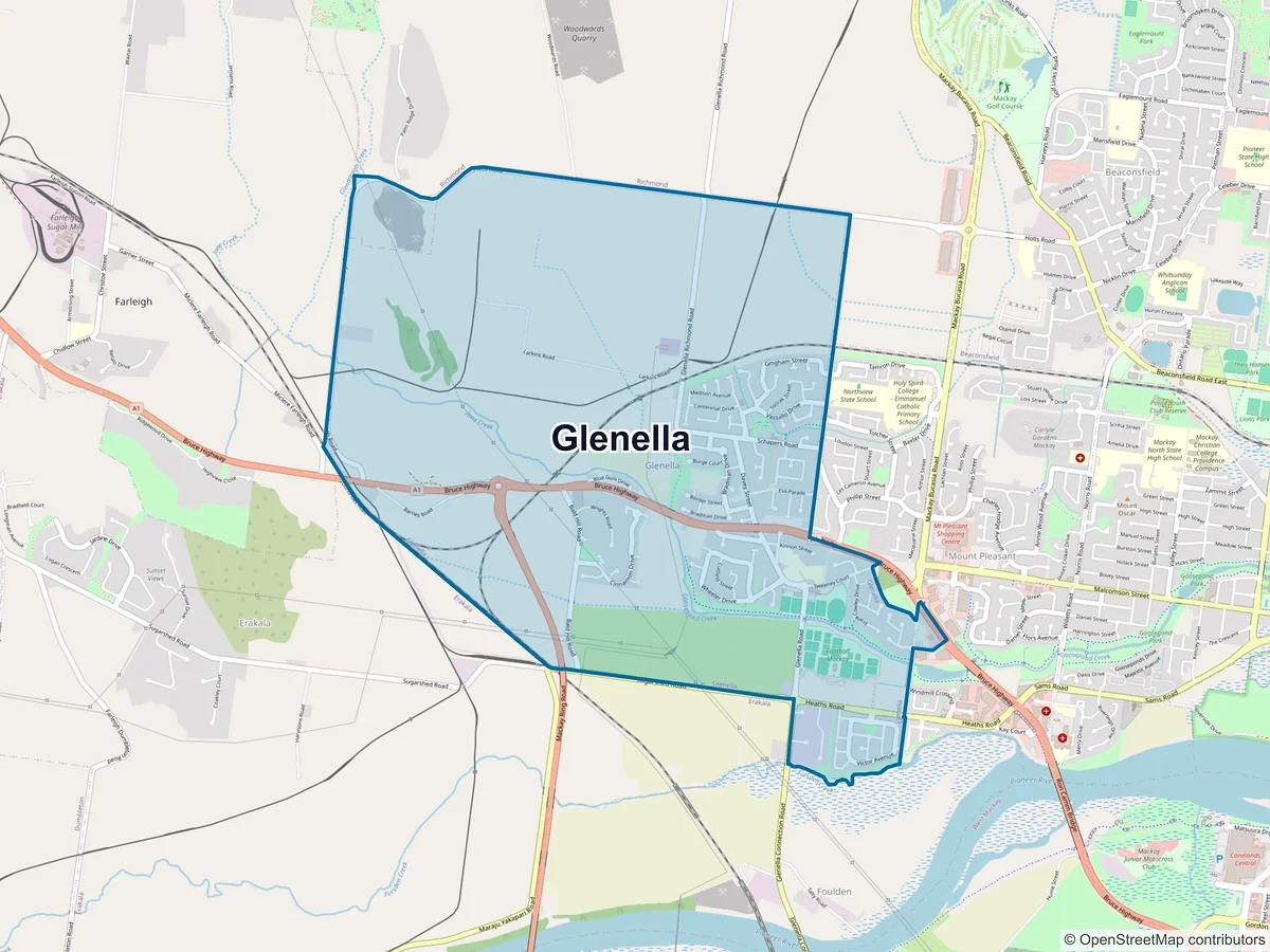 Map of Glenella, QLD, Australia