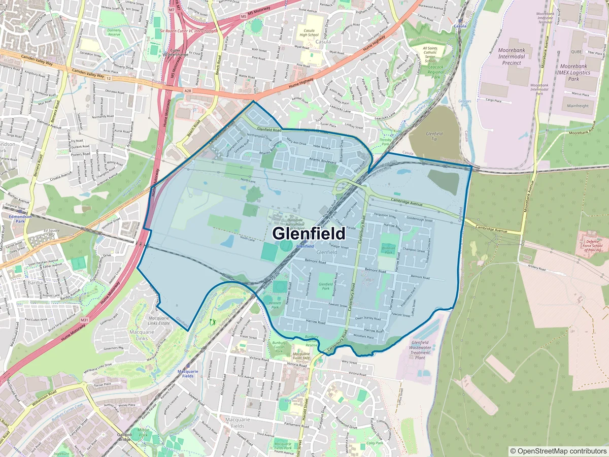 Map of Glenfield, NSW, Australia