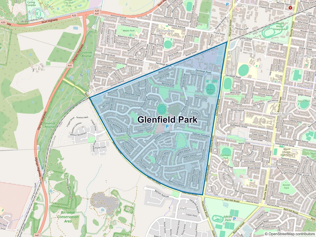 Map of Glenfield Park, NSW, Australia