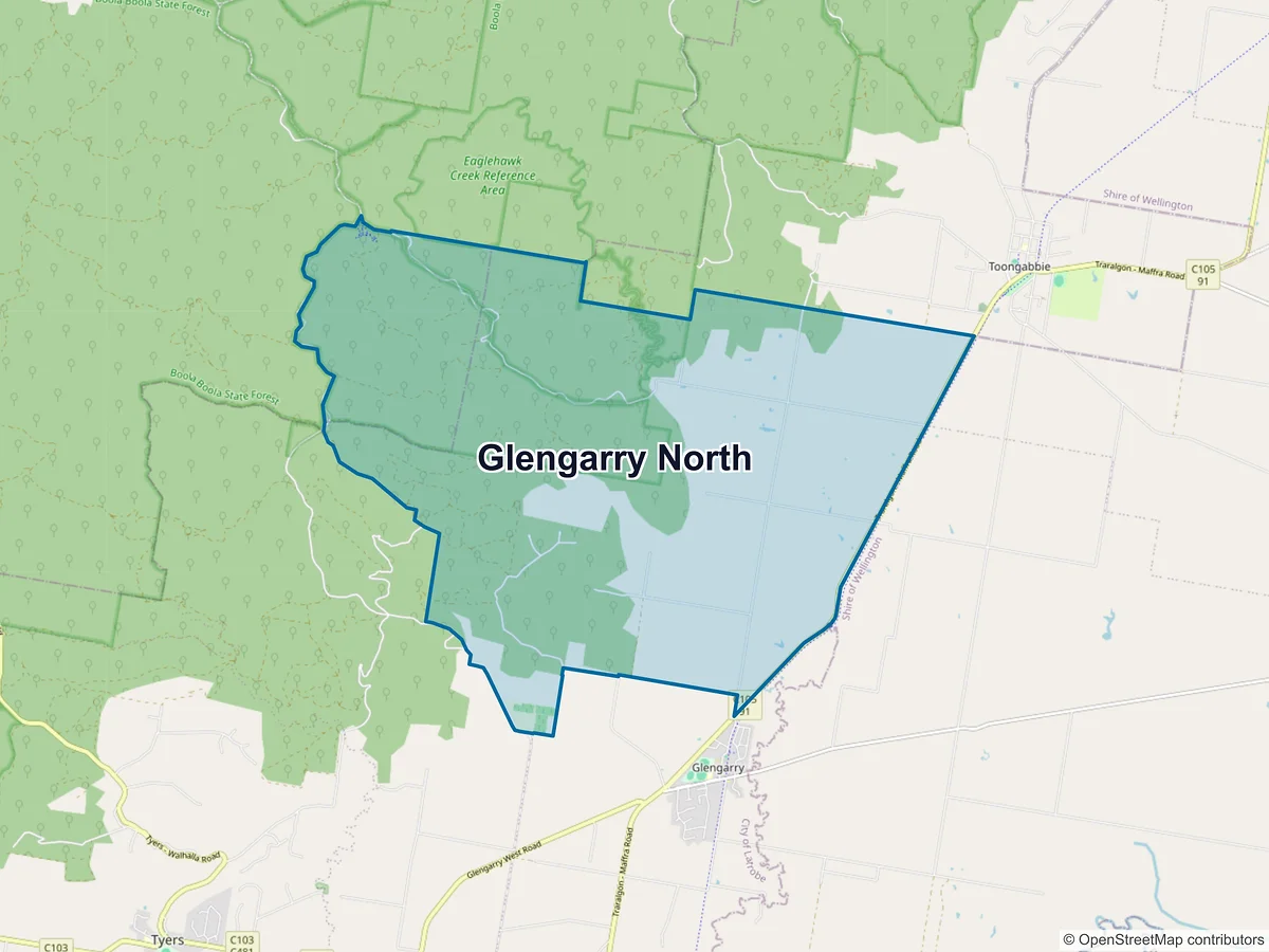Map of Glengarry North, VIC, Australia