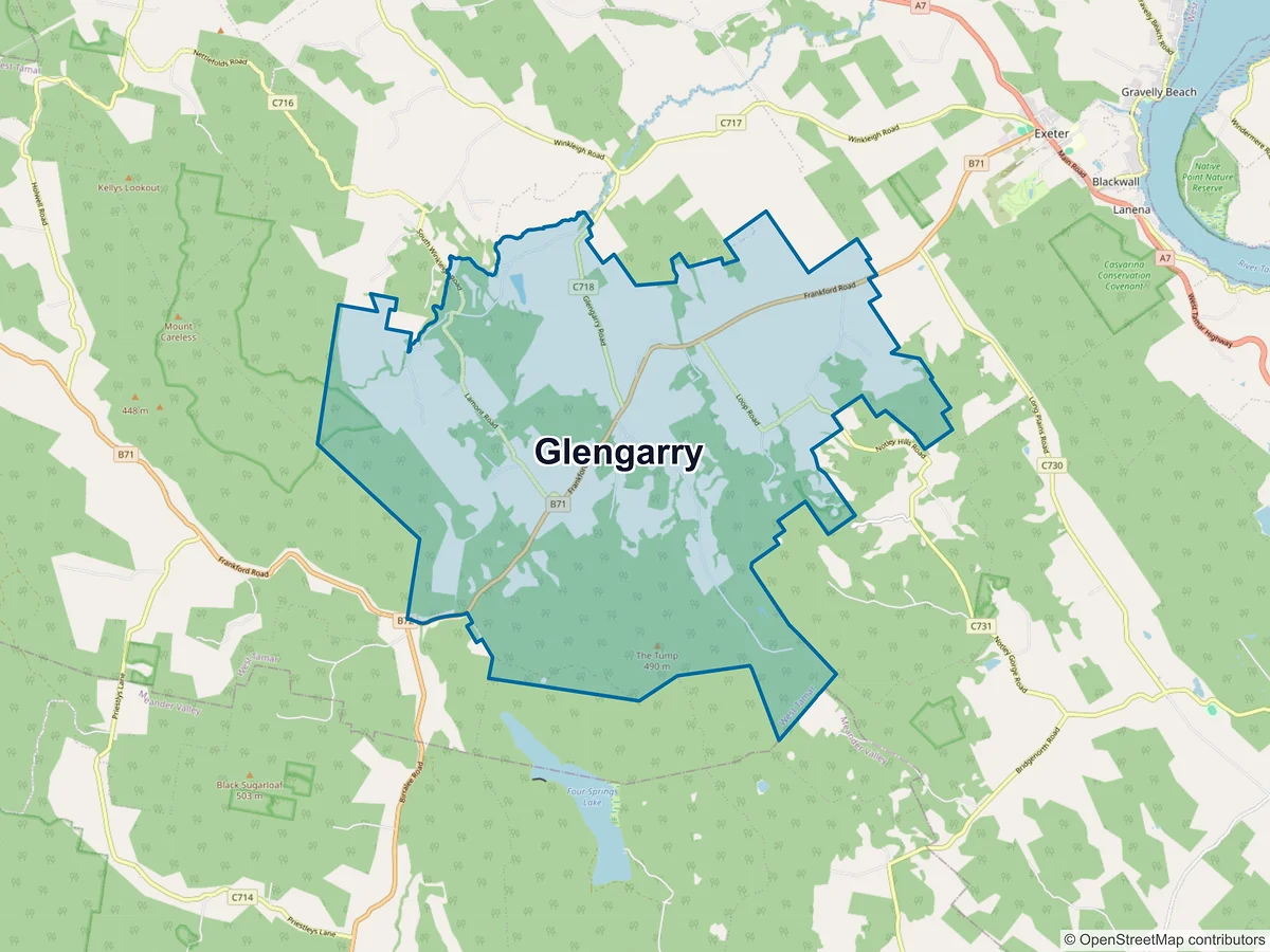 Map of Glengarry, TAS, Australia
