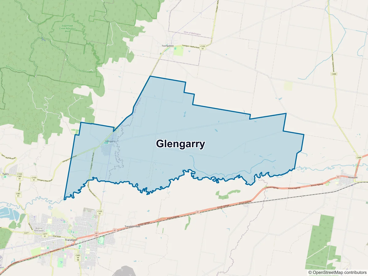 Map of Glengarry, VIC, Australia