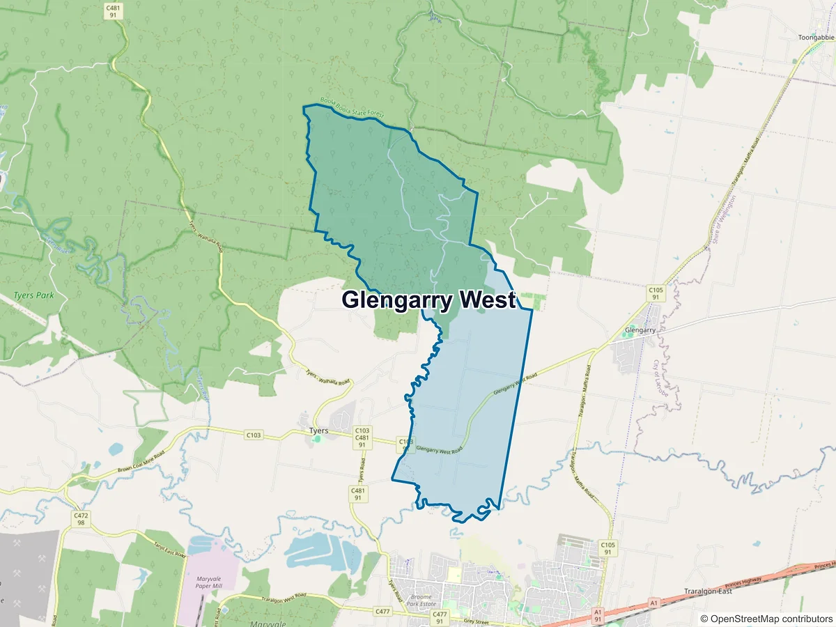Map of Glengarry West, VIC, Australia