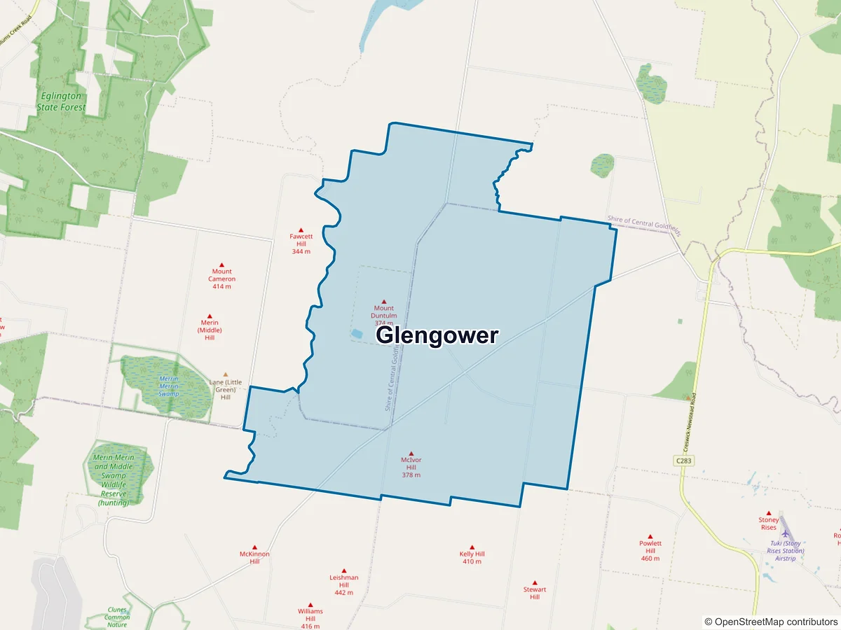Map of Glengower, VIC, Australia