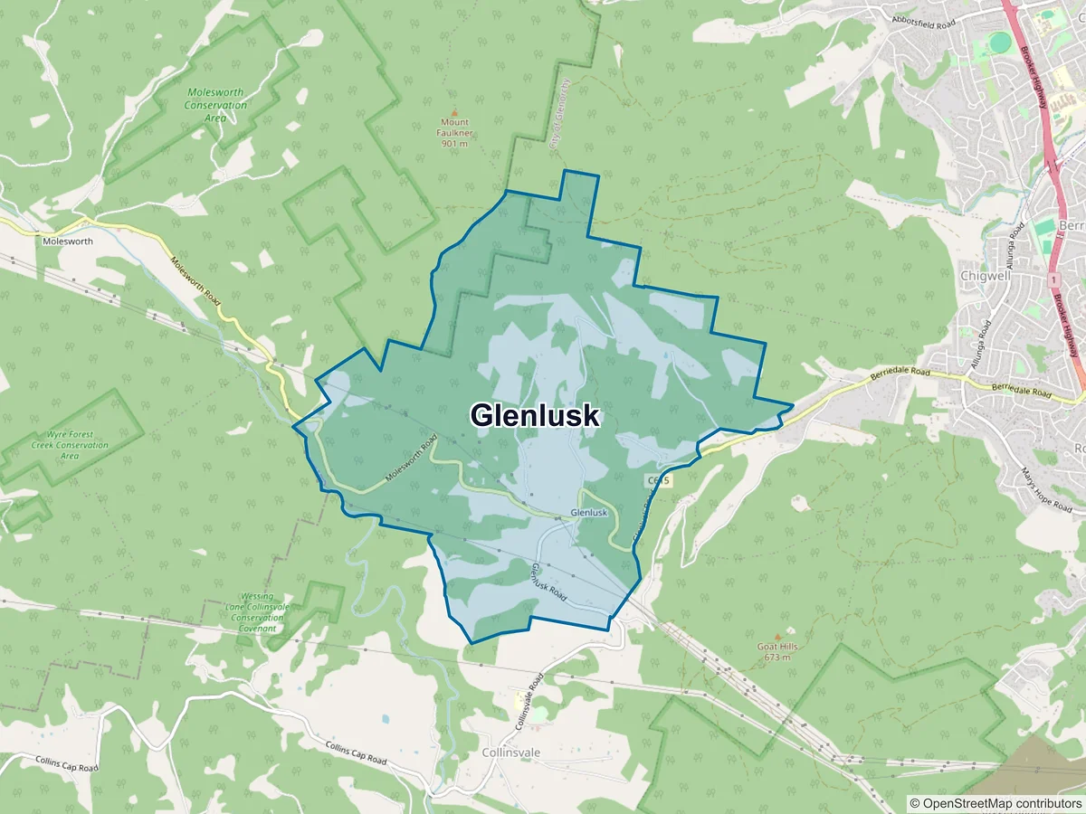 Map of Glenlusk, TAS, Australia