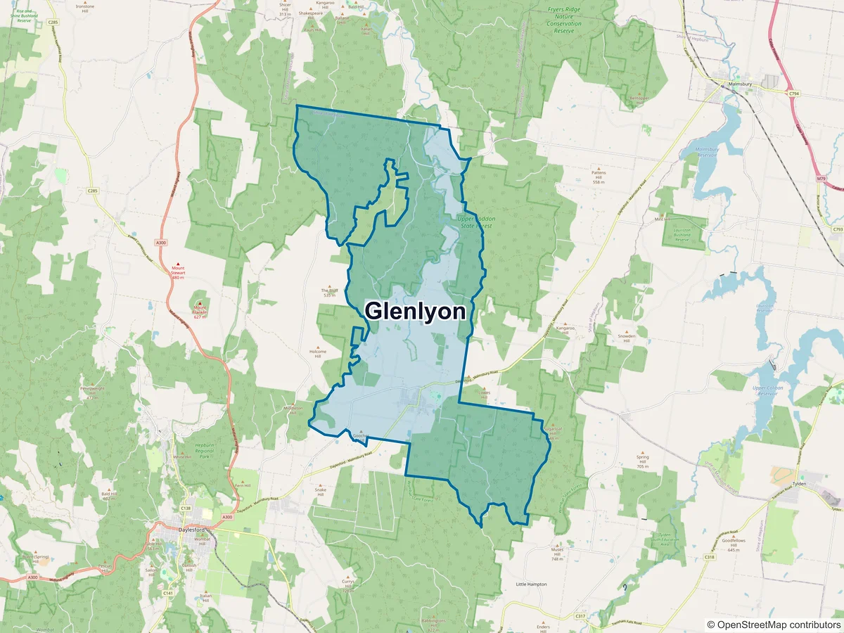 Map of Glenlyon, VIC, Australia
