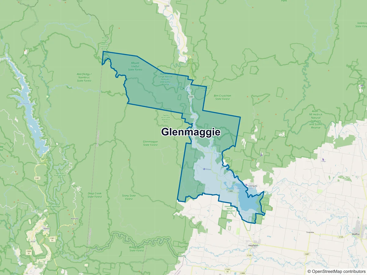 Map of Glenmaggie, VIC, Australia