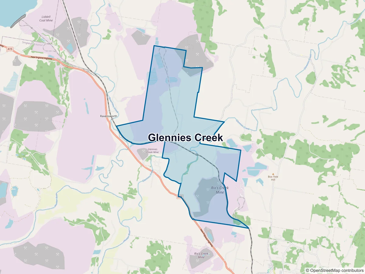Map of Glennies Creek, NSW, Australia