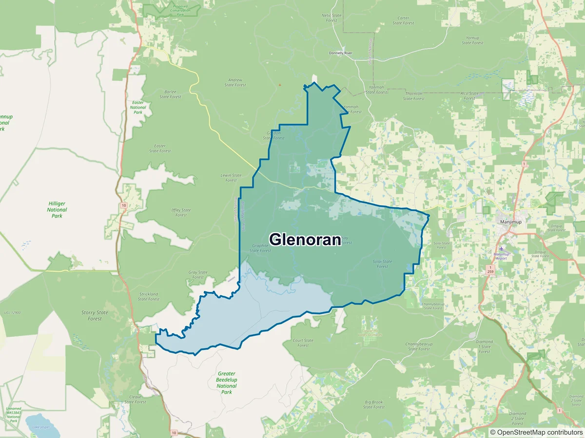 Map of Glenoran, WA, Australia