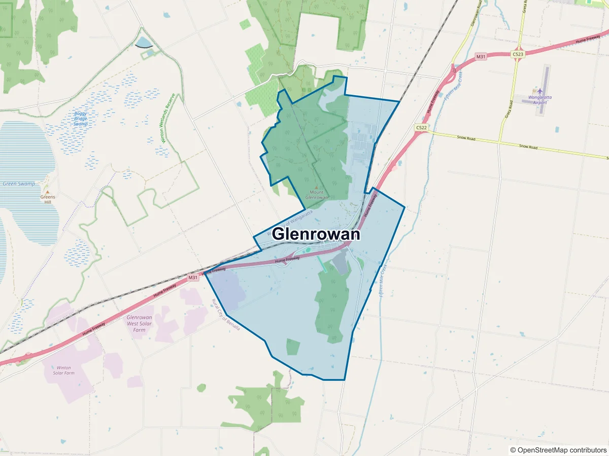 Map of Glenrowan, VIC, Australia