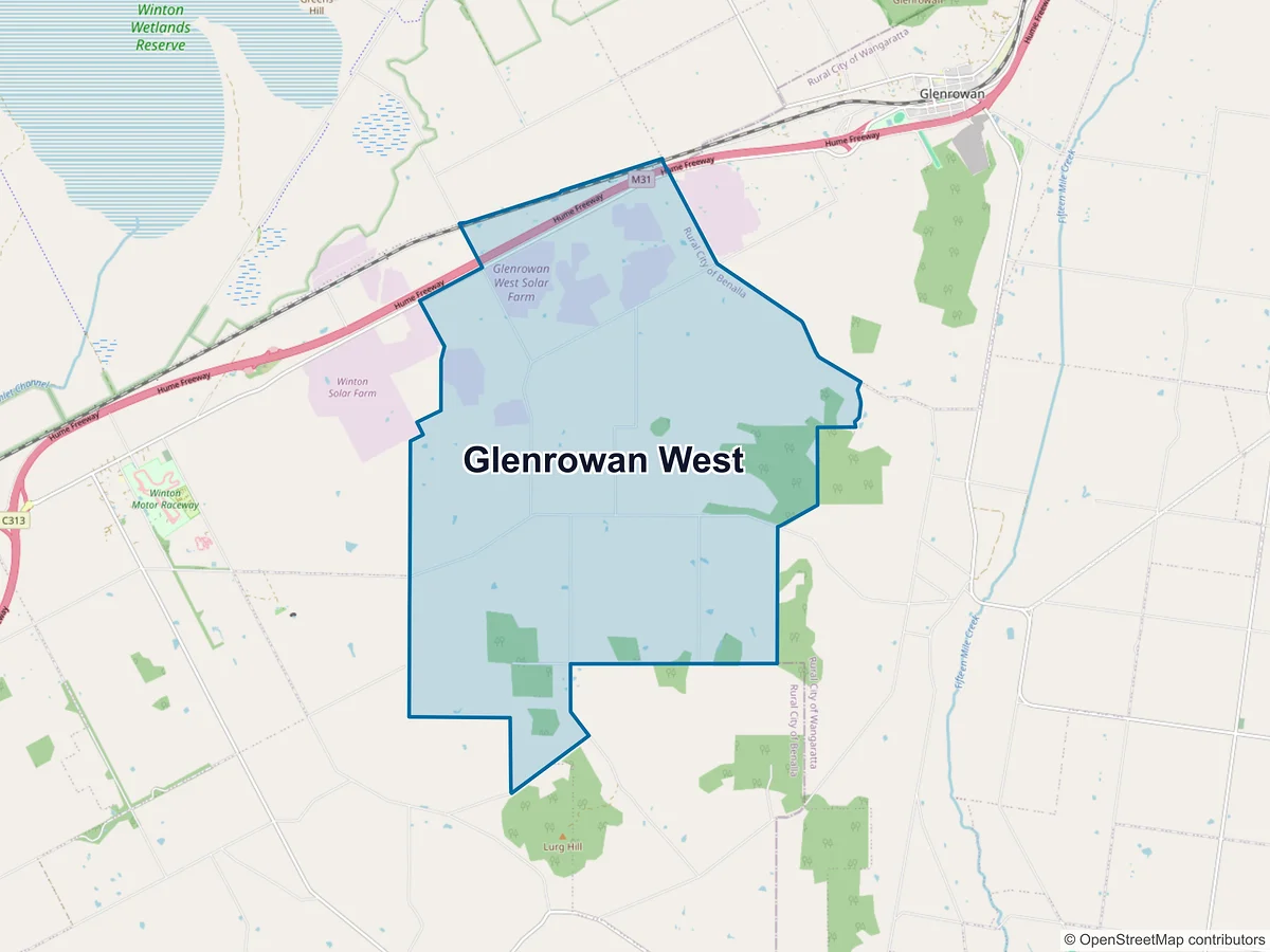 Map of Glenrowan West, VIC, Australia