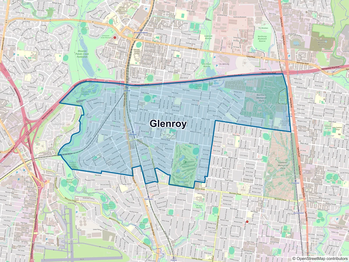 Map of Glenroy, VIC, Australia