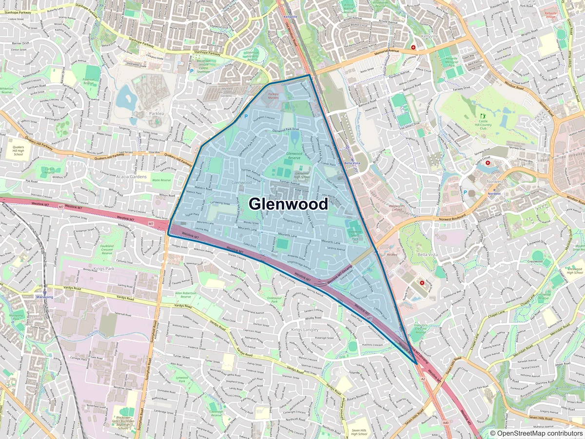Map of Glenwood, NSW, Australia
