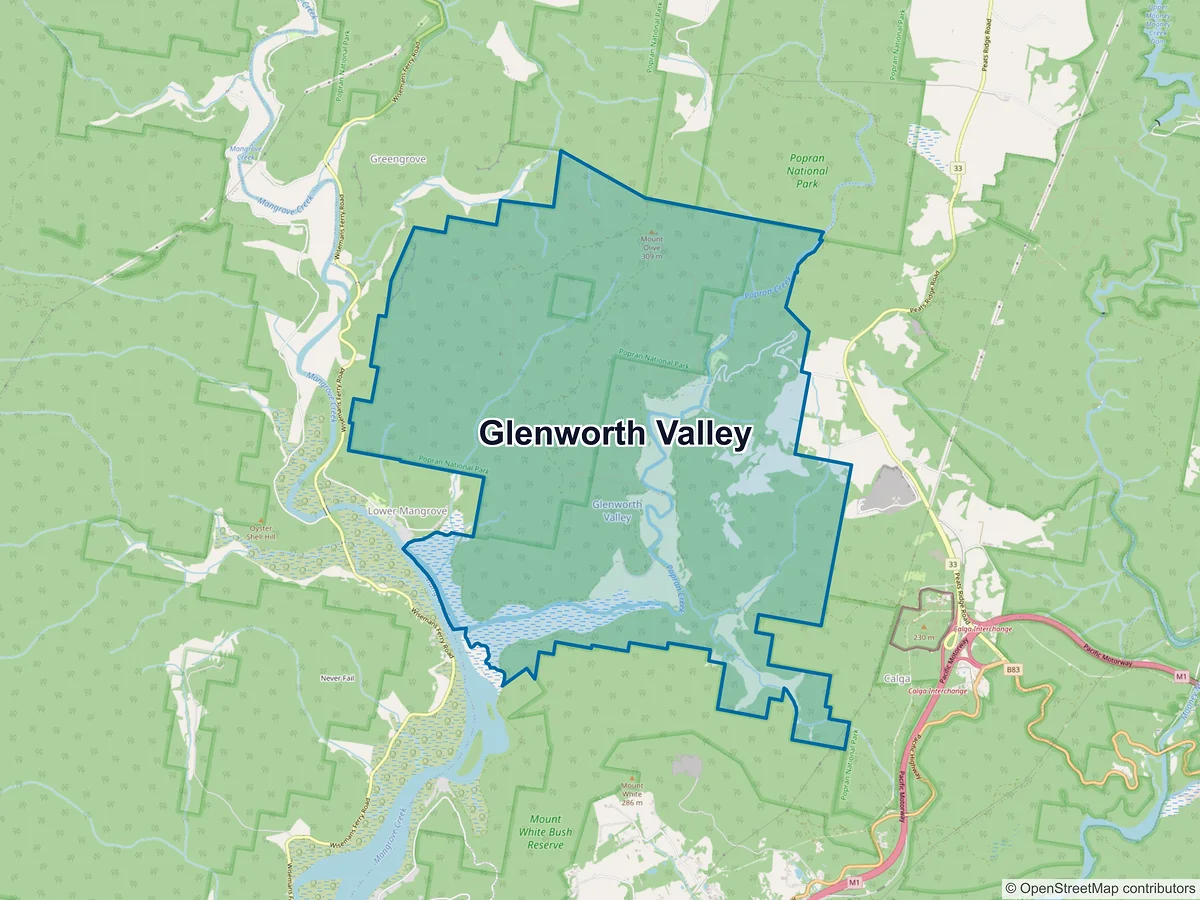 Map of Glenworth Valley, NSW, Australia