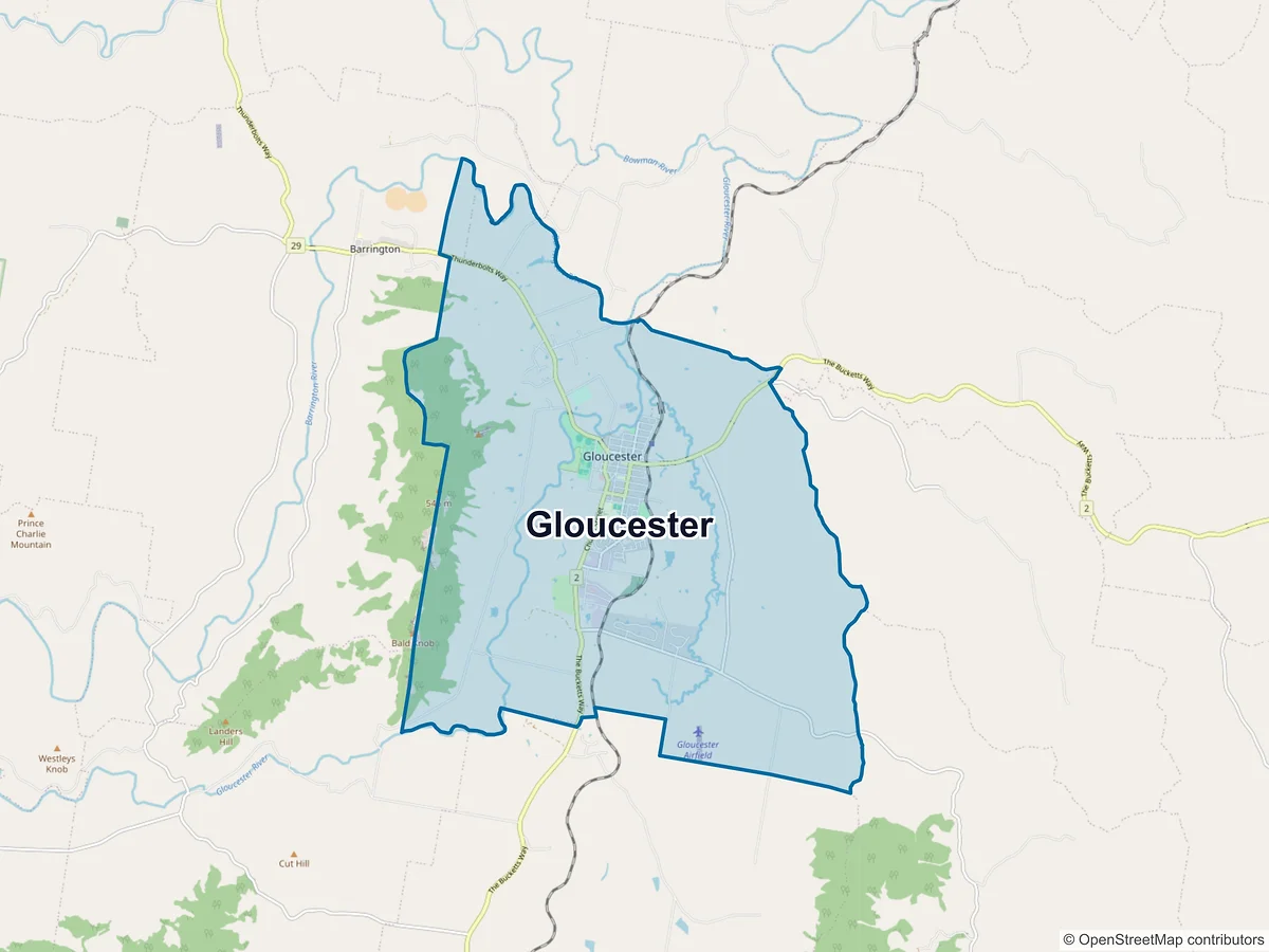 Map of Gloucester, NSW, Australia