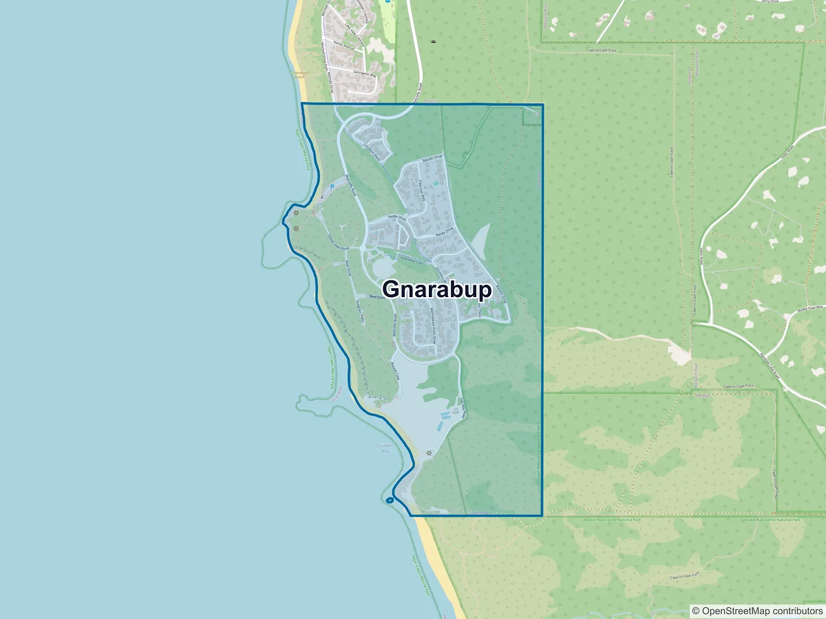 Map of Gnarabup, WA, Australia