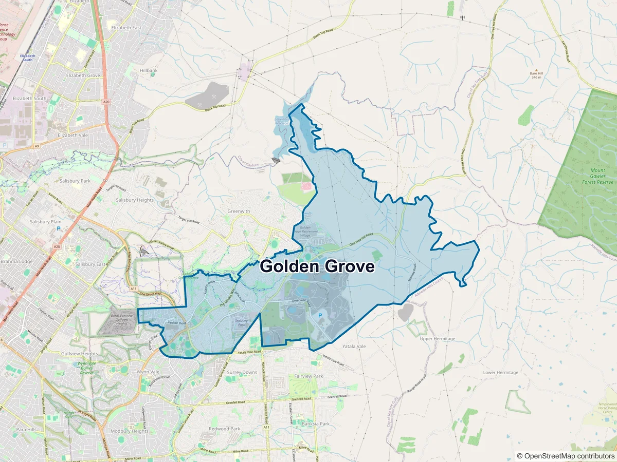 Map of Golden Grove, SA, Australia