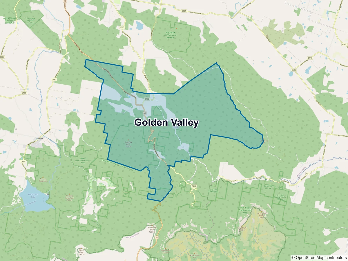 Map of Golden Valley, TAS, Australia