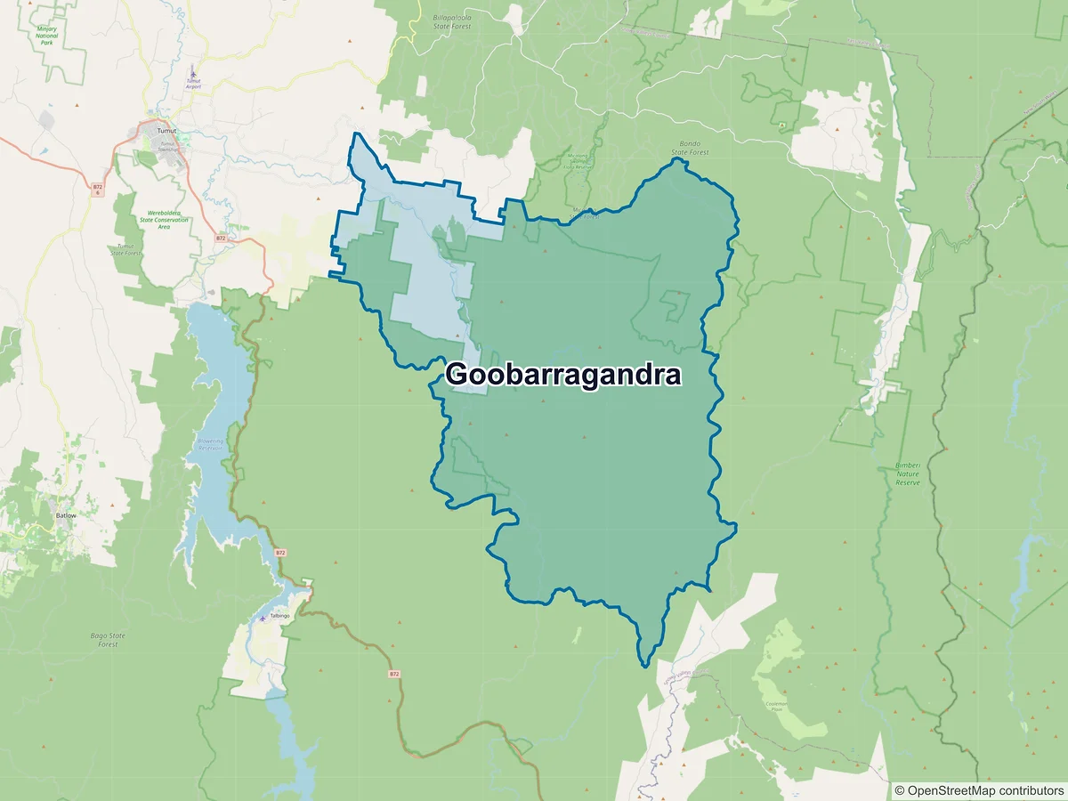 Map of Goobarragandra, NSW, Australia