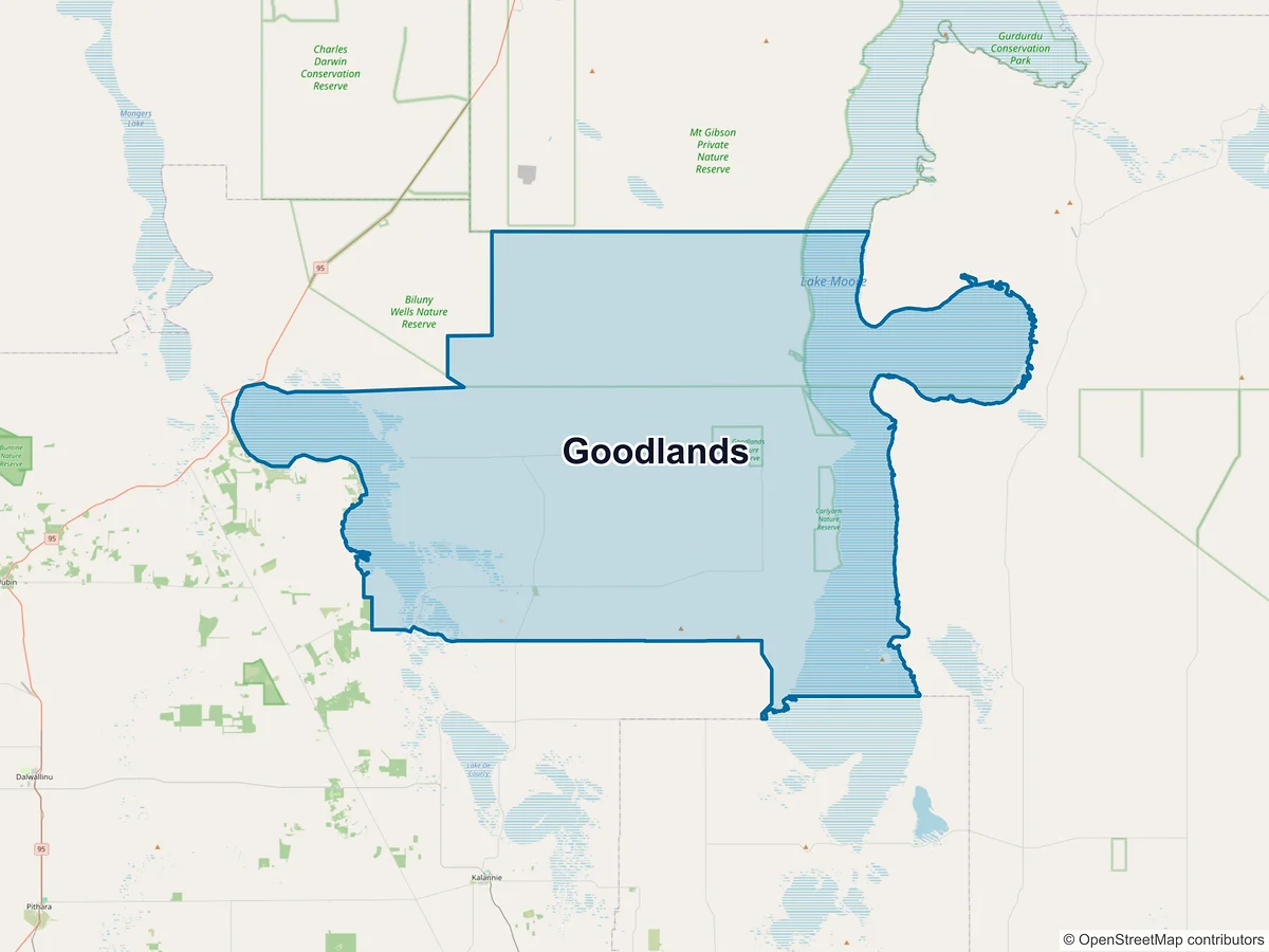 Map of Goodlands, WA, Australia
